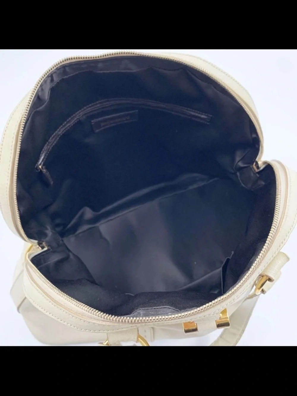 Saint Laurent Ivory Leather Double-Handle Tote with Gold Hardware